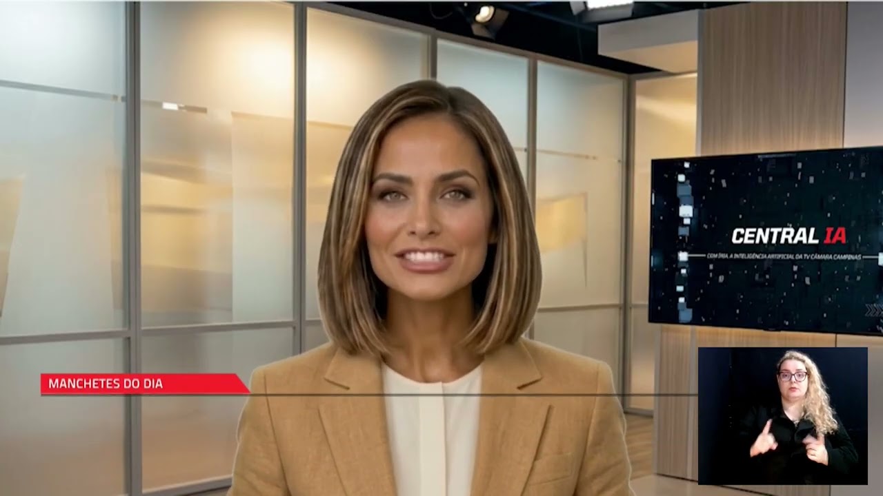 Âncora de inteligência artificial Íria apresenta boletim sobre data center na Fazenda Paladário, em Barão Geraldo, na TV Câmara Campinas