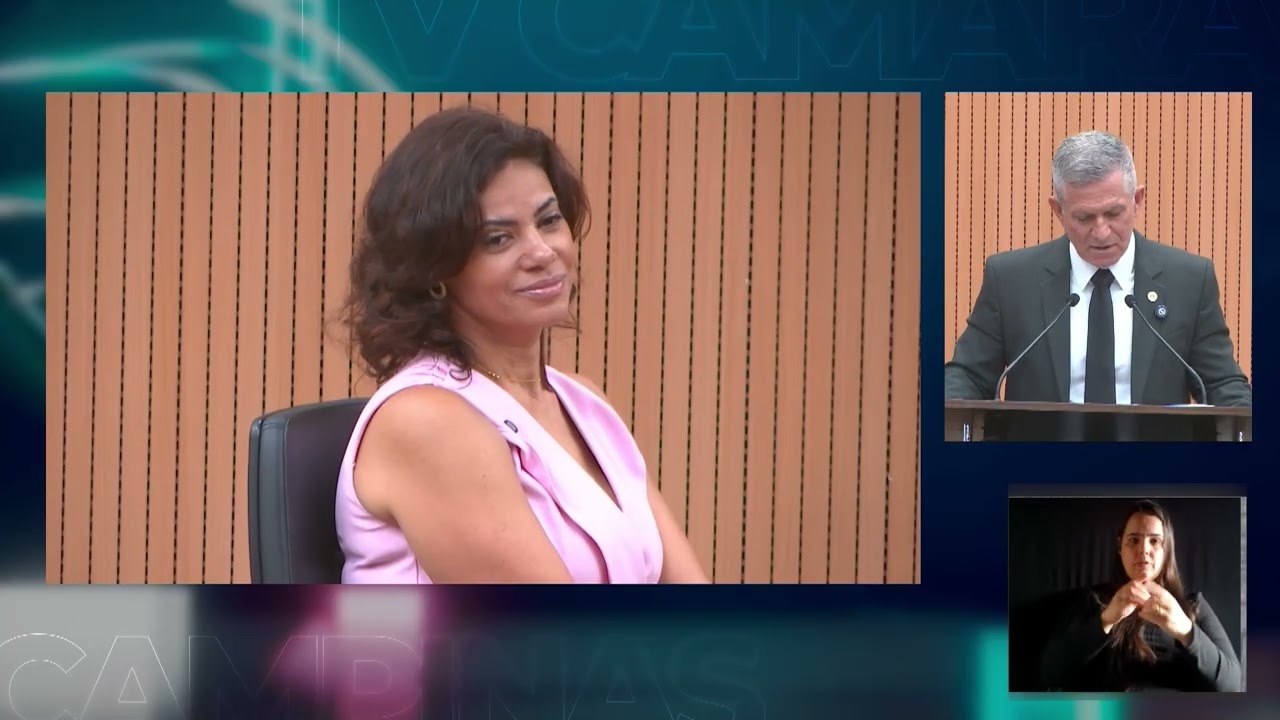 Empresária Adriana Silva Costa durante homenagem com o Diploma de Mérito Empresarial na Câmara de Campinas, TV Câmara Campinas