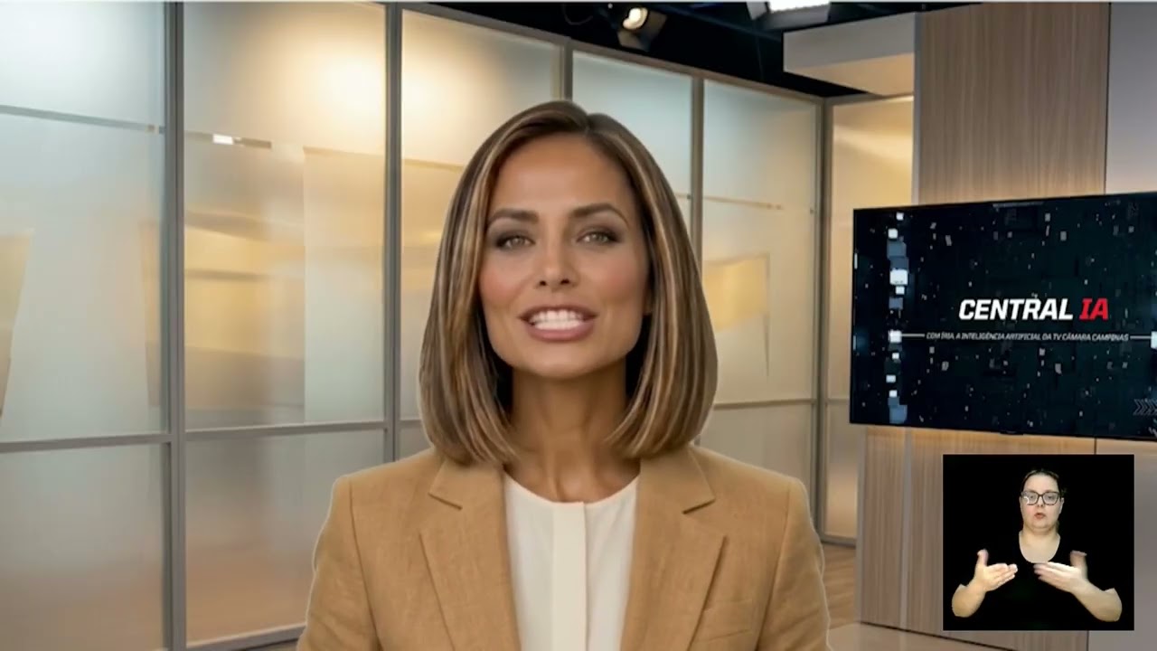 Íria, âncora de inteligência artificial do Central IA, apresenta boletim sobre doações de alimentos em Campinas, TV Câmara Campinas